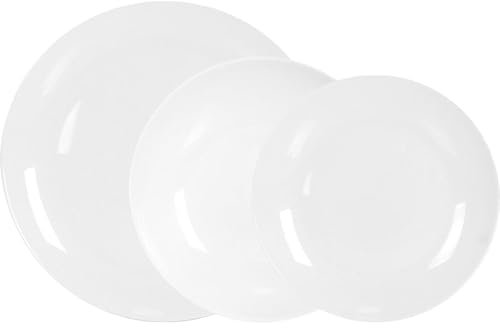 La Mediterránea Vajilla Completa 18 Piezas de Vidrio Templado - Platos Llanos 23,5 cm, Hondos 19,5 cm y de Postre 19 cm - Colección Whom