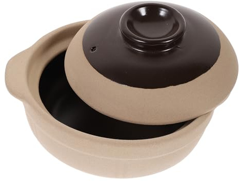 Veemoon Heat Resistant Clay Casserole Pot for Person Traditional Unglazed Pottery Cooking Pot with Non-stick Smooth Surface Energy Saving Bottom Heating Safe for Gas Stove and High