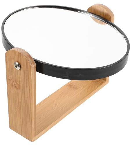 MUSISALY Miroir De Maquillage Rond en Bambou Double Face 3X Miroir avec Support Rotatif pour Bureau Et Coiffeuse pour Salle De Bain Et Maquillage Quotidien