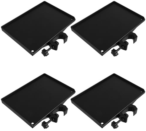 OKUMEYR 4pcs Tripod Mounted Tray 200x140mm for Phone Live Streaming Stand Mic Stand Shelf Audio Interface Holder Metal Tray for Photography Video Recording
