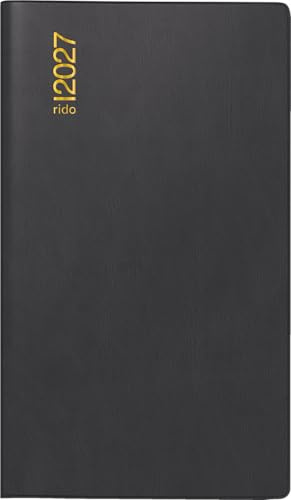 rido/idé Taschenkalender Mod. Miniplaner d 15 2027 | A6, Kunststoff, schwarz
