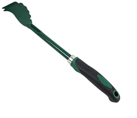 Brosse de nettoyage pour tondeuse à gazon avec manche en bois avec grattoir intégré pour couper efficacement l'herbe et enlever la boue après un travail en plein air (vert)