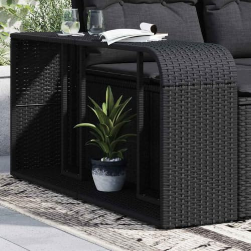 LoogCape Lagerregale 2 Stück Schwarz Polyrattan für Garten, Pool, Spa, wetterfest, robustes Stahlgestell, modulare Aufbewahrung, platzsparend, ideal für Outdoor und Innenbereiche
