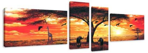 bestpricepictures 145 x 30 cm Bild auf Leinwand Afrika Elefant 6701-SCT deutsche Marke und Lager - Die Bilder/das Wandbild/der Kunstdruck ist fertig gerahmt