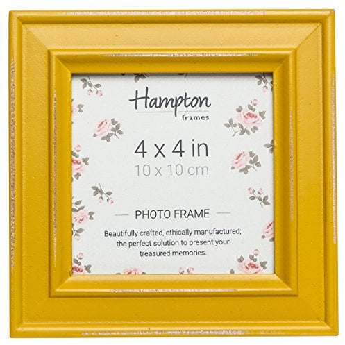 Hampton Frames | Bilderrahmen Paloma quadratisch | 10x10cm, gelb, Holz | Glasöffnung, 30mm Profil, freistehend & Wandmontage | Modernes Design für Fotos und Dekoration