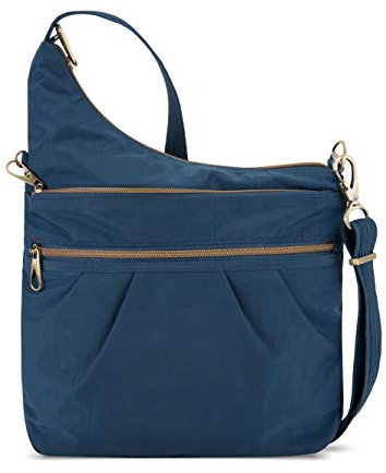Travelon Anti-theft Signature 3 Compartment Crossbody Bag, Ocean, One Size, Anti-theft Signature 3 Compartment Crossbody Bag