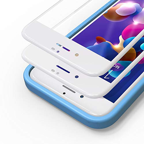 Bewahly Schutzfolie für iPhone 8 Plus/7 Plus [2 Stück], 3D Full Screen Panzerfolie HD Displayschutzfolie 9H Härte Glas Folie mit Positionierhilfe für iPhone 8 Plus/7 Plus (5,5 Zoll) - weiß
