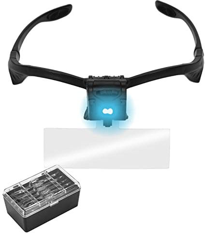 Lupenbrille Hände Frei Kopfband Lupen Standlupe,Vergrößerungsglas für den Kopf, LED Vergrößerungsglas, Vergrößerungsglas, für Uhr, Reparatur, Wimpernverlängerung