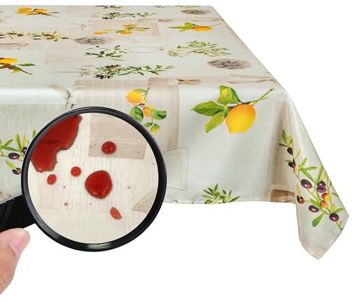 Valia Home Tischdecke mit Teflonbeschichtung für Innen- & Außenbereich geeignet Wasser & Schmutzabweisend Dank verlässlichem Lotuseffekt 140x300 cm Mediterran