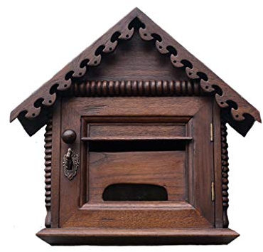 KONGY Briefkasten, Handgemacht Wandmontage Holzhaus Letterbox Jahrgang Abschließbar Post Box Letterbox