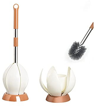 FJSC 2 Sets Toilet Brush and Holder Set, Bathroom Deep Cleaning Bowl Buddy Toilet Brush with Soft Flexible Bristles and No-Slip Plastic Handle, Toilet Brushes with Base