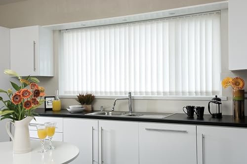 EUROBLINDS - 20 Made to Measure WHITE Vertical Blind Replacement Slats 89mm (3.5 Inch) Wide - Plain & Patterned Fabrics
