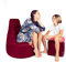 PATCH HOME Patchhome Gamer Kissen Lounge Kissen Sitzsack Sessel Sitzkissen Bean Bag + Würfel/Hocker mit Reißverschluss bereits befüllt (Weinrot, XXL - Ø80cm Sessel + 35x35cm Würfel)