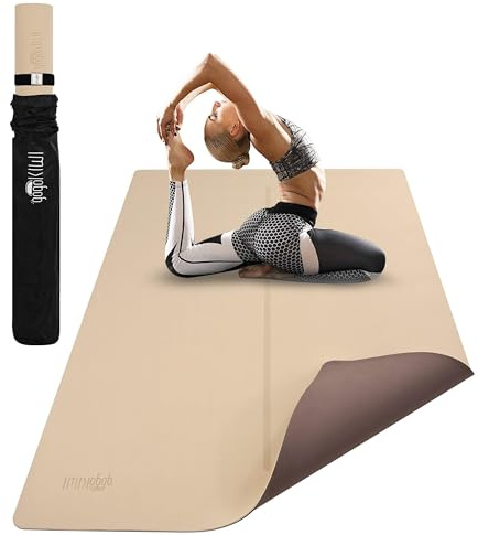 Gogokiwi Große Yogamatte, extra breit, 0,6 cm dick, für Zuhause, rutschfeste Fitness- und Trainingsmatte für Zuhause, Fitnessstudio, Yoga, Pilates, Stretching und Boden (neutrale Natur)