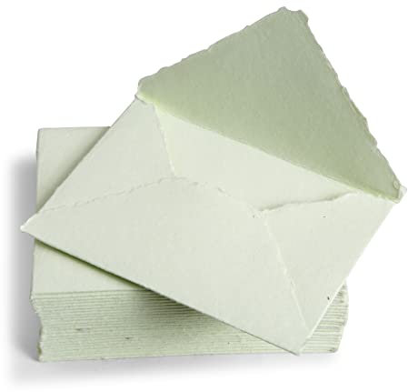 Wanderings Green Handmade Envelope - 13,3X18,4 cm - Packet Of 25-250gsm - For Announcements, Wedding Invitations, Greeting Cards, Crafts