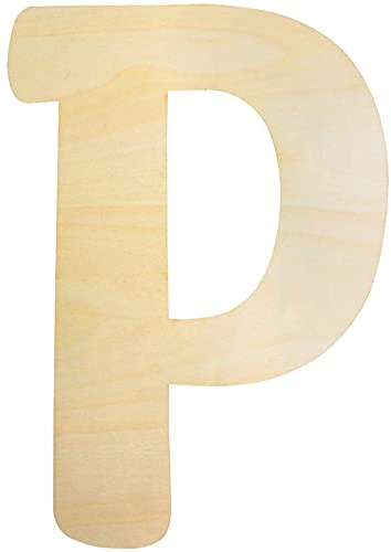 Unfinished Wooden Letters P,12 Inch Wood Capital Alphabet for Wall Decor | Smooth 1/5 inch thick blank plaque, suited to nursery wall decoration, easy to paint, designed to spell children names