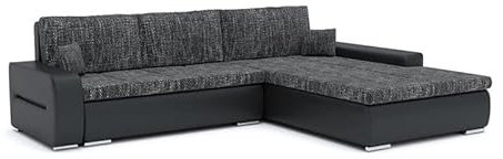Sofini Ecksofa Toronto 240/200 mit schlaffunktion. Eckcouch mit Bettkästen. Best möbel! Hit Schlafcouch für das Wohnzimmer. L-förmig, Decorative Kissen. (Lawa 17+ Soft 11 Rechts)