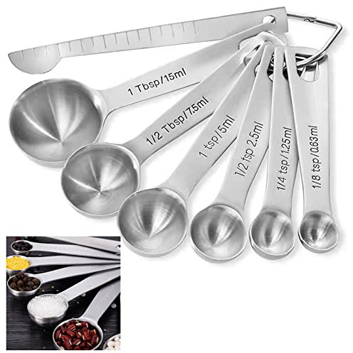 Measuring Cups Und Spoons für Kochen Backen Measuring Spoons Edelstahl Messbecher Measuring Cups Messbecher Und Messlöffel Set Spoons Set Backwerkzeug Zum Backen Und Kochen 6 Messlöffel 1 Messlineal
