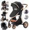 Gcarebb Kinderwagen 3 in 1, Buggy Mit Auto Babyschale, Mit Einem Klick Zusammenklappbarer Tragbarer Kinderwagen Komplettset, KombiKinderwagen Mit Aluminiumrahmen für Neugeborene 0-3 Jahre