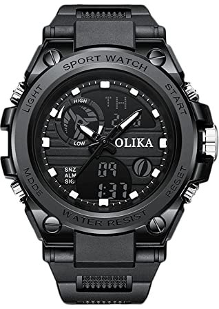 rorios Herren Uhren Outdoor Digitaluhren Militär Armbanduhr mit LED Hintergrundbeleuchtung Kalender Männer Jungen Stoppuhr(Schwarz)