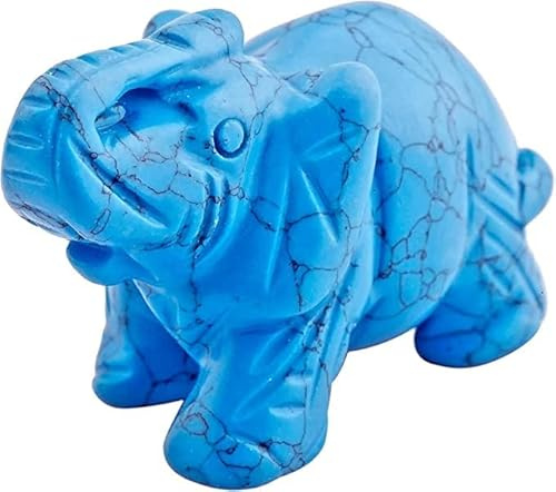 mookaitedecor 1.5 Zoll Kristall Elefant Klein Handgeschnitzt Glücksbringer | Blau Türkis Glückselefant Stein Figur, Elefanten Tier Statue Tasche Steinfiguren Heimdekoration