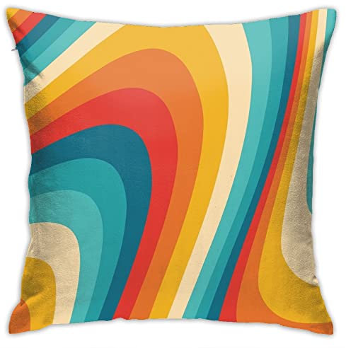 70er Jahre Retro Pink Orange Teal Ästhetische Kissenbezüge Dekorativer Wurfkissenbezug 45,7 x 45,7 cm Quadratischer Couch-Kissenbezug für Heimdekoration, Sofa, Wohnzimmer, Bett, Auto, Sofa