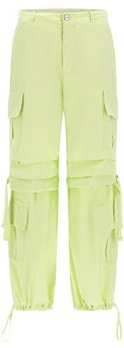FREDDY - Cargo Pants, Pantaloni Cargo con Doppie Tasche e Coulisse Intermedia, Verde, Medium