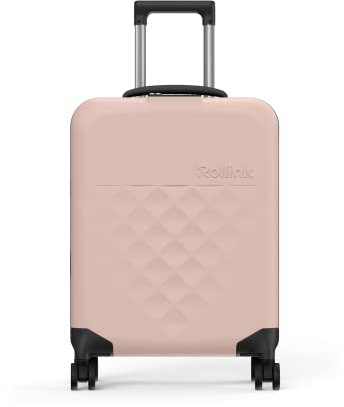 Rollink Vega 360 Spinner - Leichter, Faltbarer Koffer für platzsparendes Verstauen. (Rose Smoke, Carry-On)