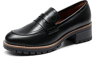 DREAM PAIRS Damen Klassische Loafer Bequeme Mokassins Slippers Business-Schuhe mit Dicker Sohle für Damen,Size 40,SCHWARZ-PU,SDLS2319W