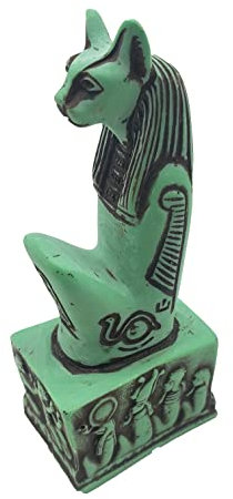 Discoveries Egyptian Imports Bastet Katze Statue grün - Antike Ägypten Gottheit - Ägyptische Göttin - Hergestellt in Ägypten