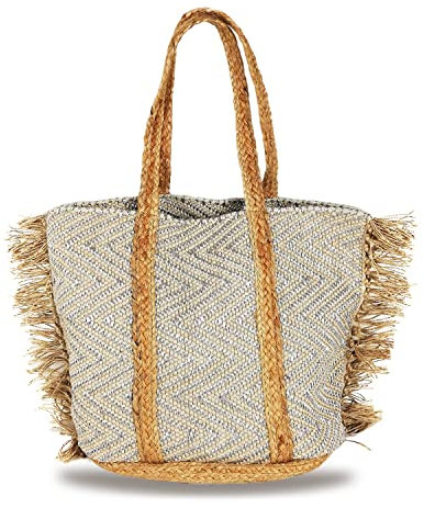 Banzaii Bolsa de verano para mujer, bolso bandolera colorido, bolso de hombro bohemio de paja para el mar, tejido a mano Tenerife