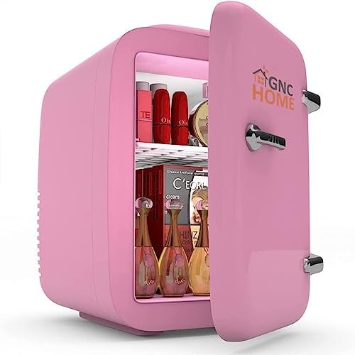 GNCHome Mini Frigorifico Rosa Con Función Enfriar y Calentar - Nevera Pequeña 4L para Habitación, Cosméticos y Coche - Nevera para Maquillaje