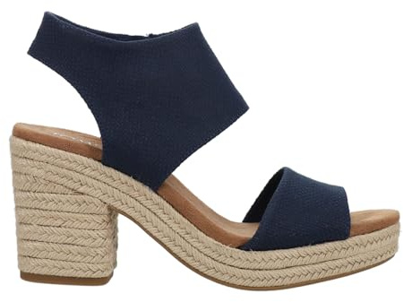 TOMS Women's Majorca Platform Heeled Sandal, Navy Basket Weave, 6 UK