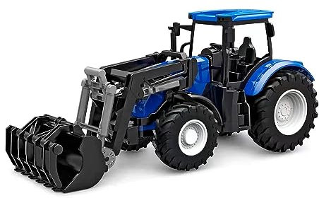 Kids Globe Traktor Freilauf mit Frontlader 27cm (Bulldog für Kinder ab 3 Jahren, Blau, Landwirtschaftliches Spielfahrzeug, Schlepper) 540474