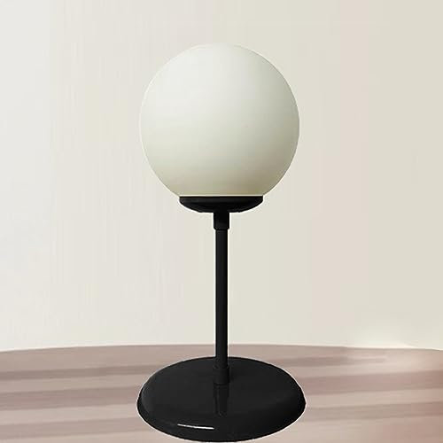 bamyum Lipeo Tischlampe Mit Kabel Ø25 cm, Tischleuchte Kugel, Moderne Tischlampe Metall Lampe, Kugellampe, Nachttischlampe Glaskugel, Glastischlampe Nordic Schreibtischlampe Tischlampe Kleine Schwarz