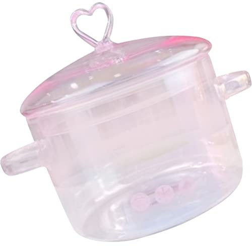 Housoutil Casserole Verre Rétro à Double Poignée Pot à Ragoût Transparent Récipient de Cuisson pour Soupe et Nouilles pour Cuisine Maison