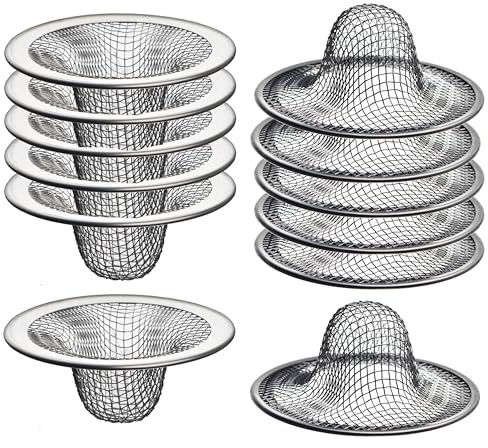 12 Stück 2,5 cm Korb Badezimmer Mesh Waschbecken Abflusssieb – 5,71 cm Rand | Haarfänger für Badezimmer, Waschküche, Wohnmobil und Waschbecken