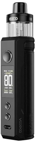 Voopoo Drag X2 Vape Kit - E Cigarette Vape Starter Kit, 80W Output, MTL & DTL Vaping, Adjustable Airflow [Requires 18650 Battery - Sold Separately] No Nicotine (Spray Black)