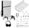 Support mural fin pour PS5 avec câble de charge magnétique 2 en 1 pour Playstation 5 Disque/Digital Edition, PS5 Slim Support de rangement mural avec support de manette amovible et support pour casque