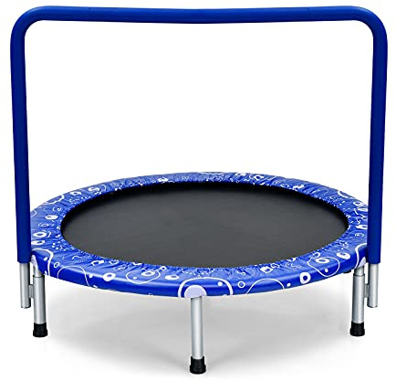 LIFEZEAL Trampolin Faltbar für Kinder, Kindertrampolin mit Haltegriff, Gartentrampolin ab 3 Jahren, Mini Trampolin für Indoor & Outdoor