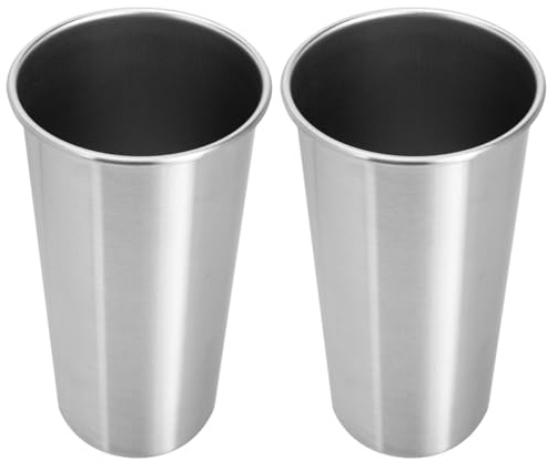 IMIKEYA 2 Stück Outdoor Edelstahlbecher 600ml: Unzerbrechliche Camping Edelstahl Becher - Wiederverwendbares stapelbare Trinkbecher Edelstahltassen für Camping Bar Zuhause
