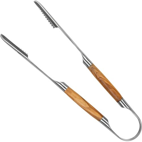 Forged BBQ Zange, Grillzange XL, Olivenholz, 42cm
