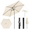 WOLTU Sombrilla de Jardin Ø300 cm, Parasol Grande con Manivela y Mecanismo de Inclinación, Parasol Anti UV para Playa Terraza Piscina Mercado y Patio, Beige