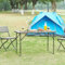 [en.casa] Höhenverstellbarer Klapptisch Adelfia Gartentisch klappbarer Outdoor-Tisch Falttisch aus Kunststoff Campingtisch 120x60cm Holzoptik