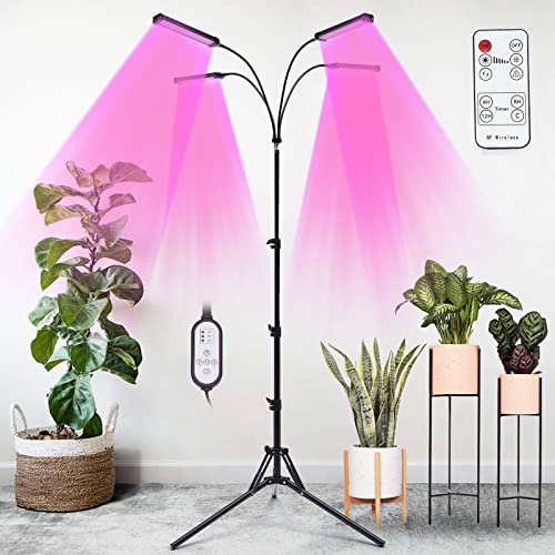 Pflanzenlampe mit Ständer und Clip, 420 LEDs Grow Light Anzuchtlampe Pflanzenlicht mit 3 Timer, 4 Beleuchtungsmodi und 10 Dimmstufen Ausgestattet, Drehbare und Einstellbare Höhe