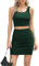 Missufe Damen 2 Teiler Outfits Ärmelloses Crop Tank Top und Minirock Bleistiftrock Set Sommer Zweiteiliger Anzug (Dunkelgrün, X-Large)