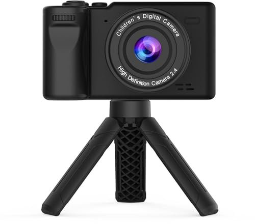 Andoer Digital Camera 1080P with Mini Tripod, Photo Camera 12MP Camera 2.4 Inch IPS Screen, Compact Camera Built-in Battery with Lanyard for Children, Teenagers, Students, Beginners