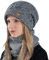 WANYI Damen Mütze Winter Beanie Slouchy Wintermütze Strickmütze Warme Mützen Schal Set mit Weichem Innenfutter für Herbst Winter Frühjahr (Dunkelgrau)
