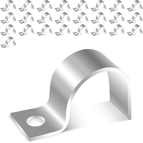 Jyvex 25 Stück Kabelschellen Metall, V2A Edelstahl Rohrschellen 25 mm, Einzelloch U-Rohrschellen Befestigungsschelle, Schlauchschnalle Rohrhalterung， Klemmschelle für Rohre Ø 25mm