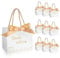 50 Stück Dankeschön Geschenktüte mit Schleifen mit Griff, SHAIDOJIO Klein Geschenktüte mit Hellgold Seidenband Geschenktüte Papier für Partys Feste Hochzeiten Geburtstagstüten Hochzeitstüten-Weiß